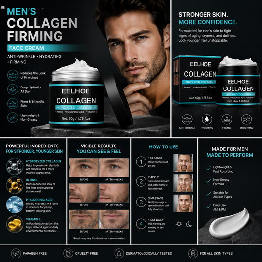 Men's Collagen Firming Face Cream – Hydrating Anti-Wrinkle Moisturizer (50g)